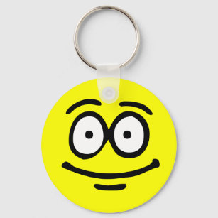 Emoticon Customizable Background Keychain