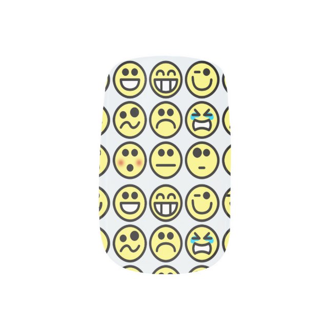 emoticon happy face nail wraps decals stickers (Left Thumb)