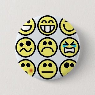 emoticon happy face pinback button