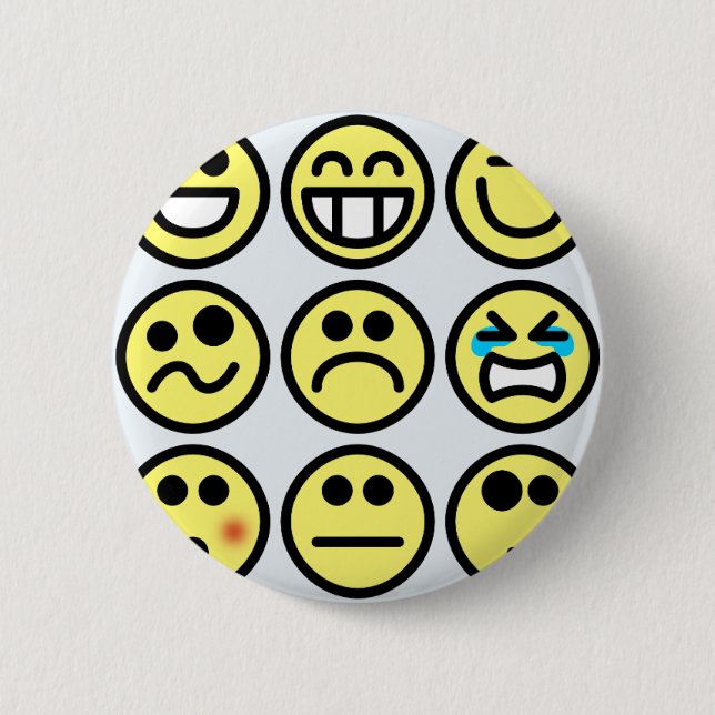 emoticon happy face pinback button (Front)