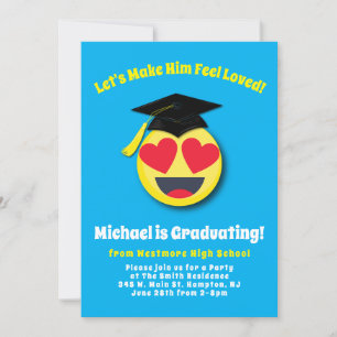 Emoticon Heart Eyes Face Cute Graduation Party Invitation