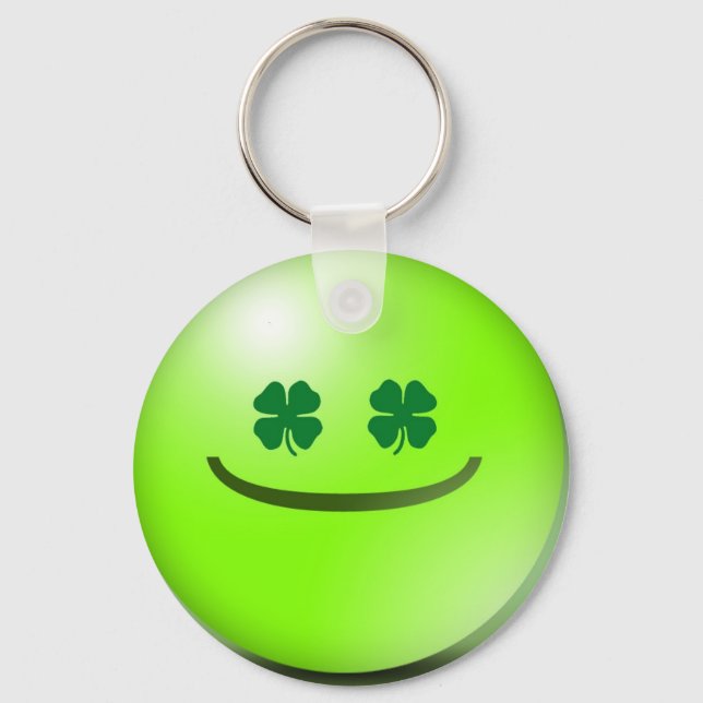Emoticon Irish St Patricks Day Grin Keychain (Front)