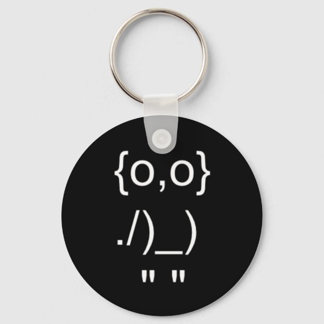 Emoticon Owl ASCII Text Art Keychain (Front)