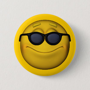 Emoticon With Sunglasses Button
