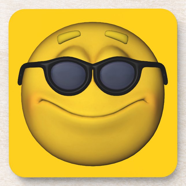 Emoticon With Sunglasses Coaster (Front)