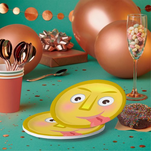 Emoticon With Tongue Out Paper Plates