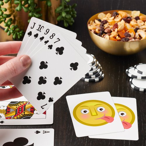 Emoticon With Tongue Out Playing Cards