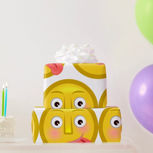 Emoticon With Tongue Out Wrapping Paper