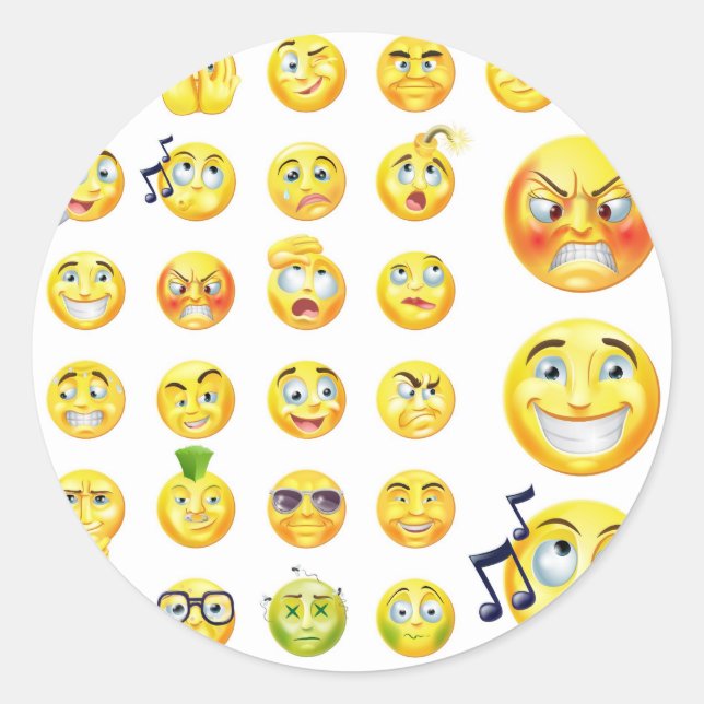 Emoticons Classic Round Sticker (Front)
