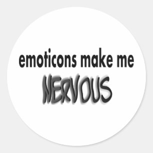 Emoticons Make Me Nervous, Black & Gray Classic Round Sticker