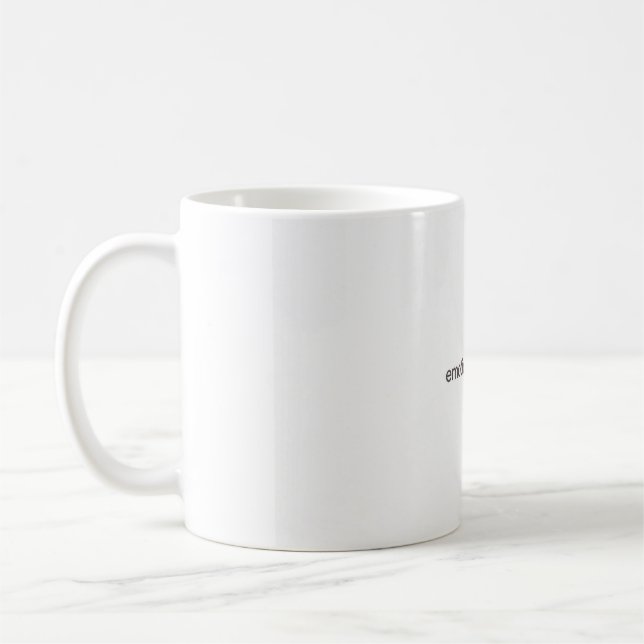 Emotion Level Zero Funny Tech Mug Minimal AI Humor (Left)