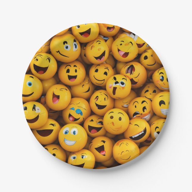 "Emotion Spectrum: Unique Emoji Style Design" Paper Plates (Front)