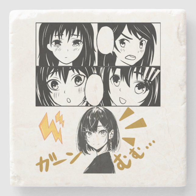 Emotional Anime grids. No BG Stone Coaster (Front)