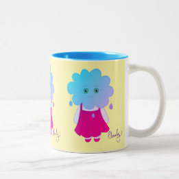 Emotional Blue Styled Rain Cloudy Character Two-Tone Coffee Mug