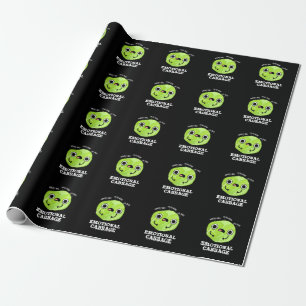 Emotional Cabbage Funny Veggie Pun Dark BG Wrapping Paper