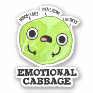 Emotional Cabbage Funny Veggie Pun Sticker