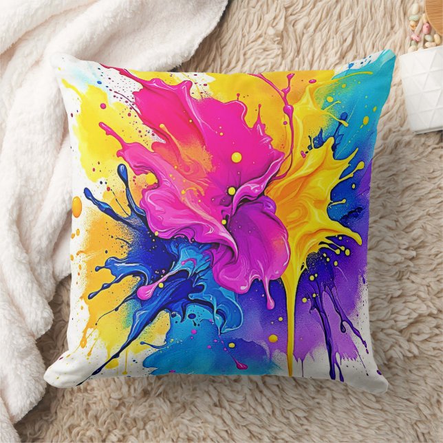 Emotional Color Splash Art Throw Pillow (Blanket)