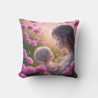 Emotional connection between a baby and a woman throw pillow