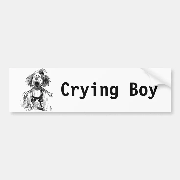 Emotional Crying Boy Funny Vintage Cartoon Drawing Bumper Sticker | Zazzle