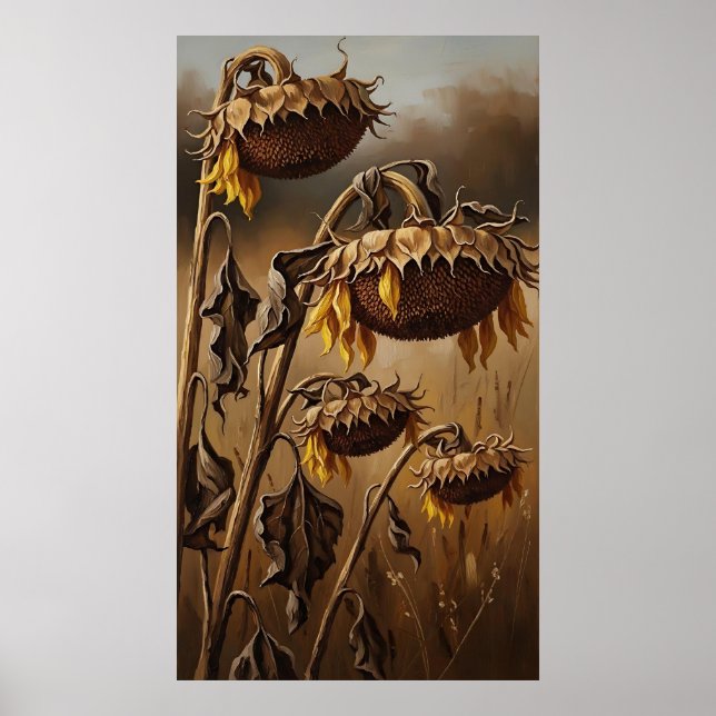 Emotional Drying Sunflower Art Poster (Front)
