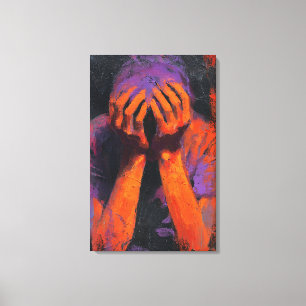 Emotional Expressionist Orange and Purple Agony Canvas Print
