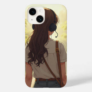 Emotional girl listening to music iPhone case