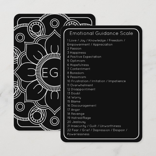 Emotional Guidance Abraham Hicks Scale Black Card (Front/Back)
