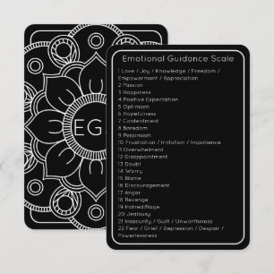 Emotional Guidance Abraham Hicks Scale Black Card