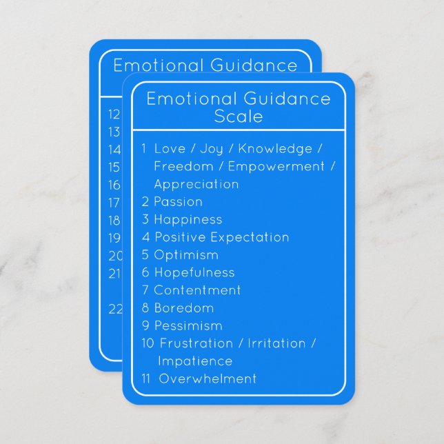 Emotional Guidance Scale Blue Double Sided Card (Front/Back)