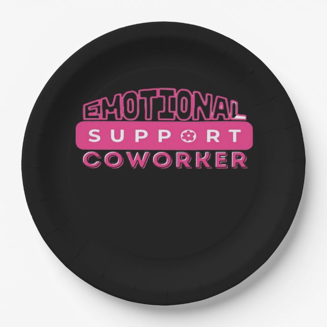 Emotional Help Coworker Pink Flower Essential Paper Plates (Front)