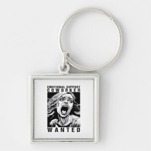 Emotional Help Coworker Wanted Funny Office Employ Keychain