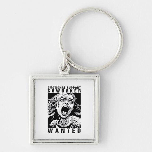 Emotional Help Coworker Wanted Funny Office Employ Keychain (Front)