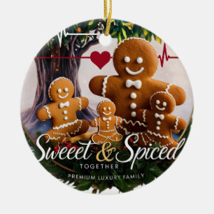 Emotional Luxury Gingerbread Family Heartbeat Ceramic Ornament