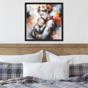 Emotional Motherhood Wall Art with Floral Crown