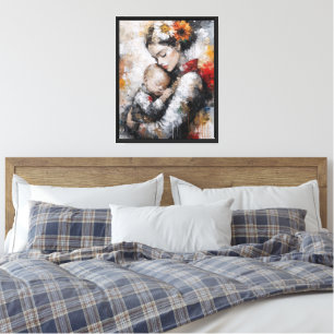 Emotional Motherhood Wall Art with Floral Crown