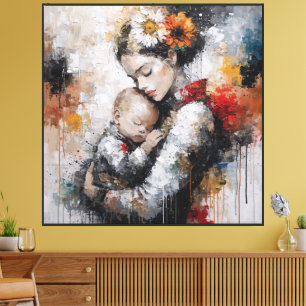 Emotional Motherhood Wall Art with Floral Crown