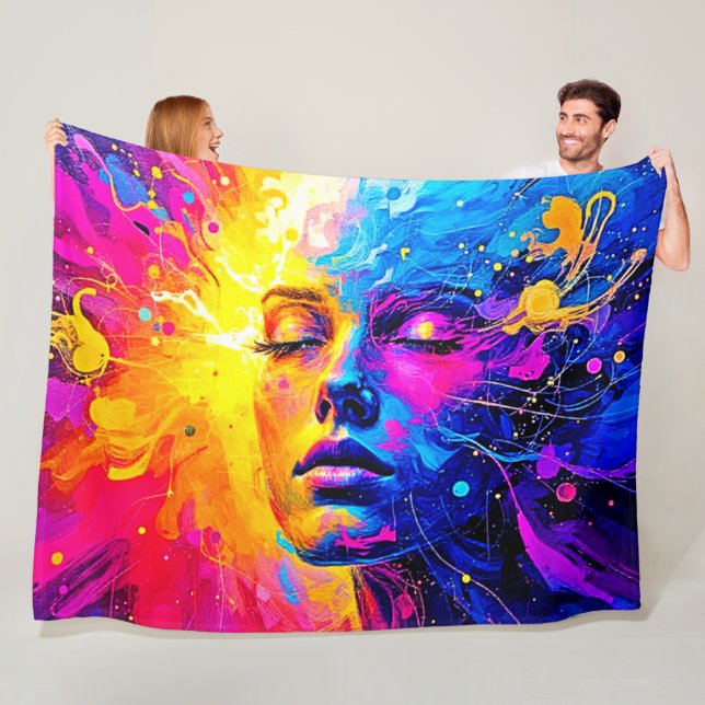 Emotional Radiance Portrait Fleece Blanket (In Situ)