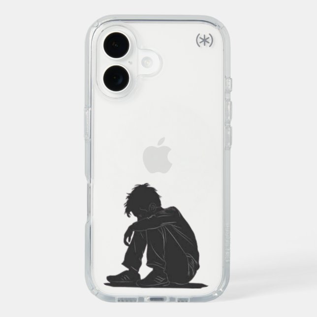 Emotional Sad Boy Minimal Art – iPhone Case (Front)