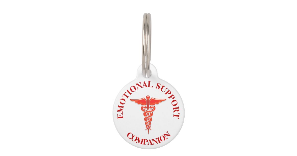 Emotional support animal awareness caduceus pet ID tag Zazzle