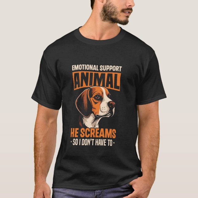Emotional Support Animal Dog Lover Beagle Dog Pupp T-Shirt (Front)