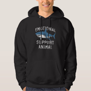 Emotional Support Animal Funny Scary Shark Pun Hum Hoodie