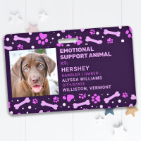 Emotional Support Animal ID Custom Pet Dog Photo
