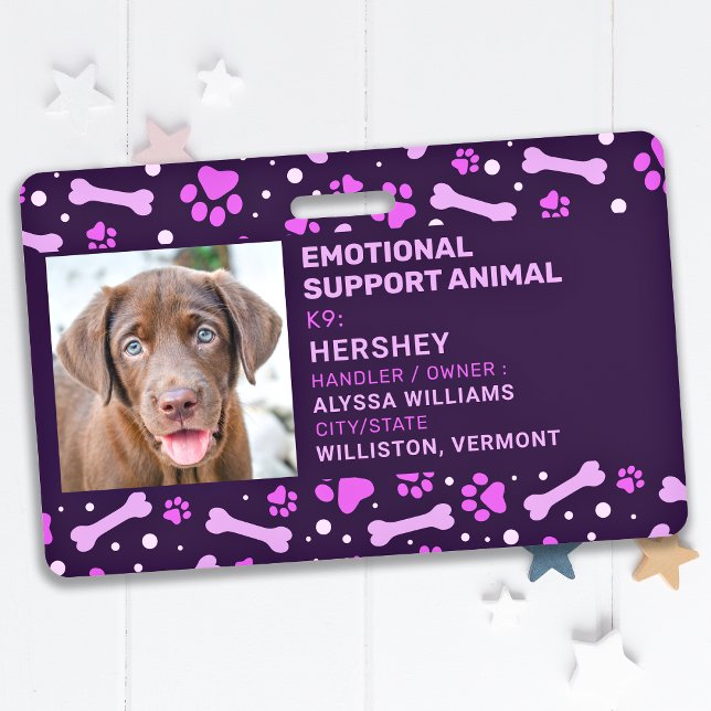Emotional Support Animal ID Custom Pet Dog Photo Badge (Creator Uploaded)