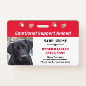 Emotional Support Animal ID One Photo Option Badge
