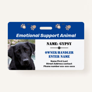 Emotional Support Animal ID One Photo Option Badge
