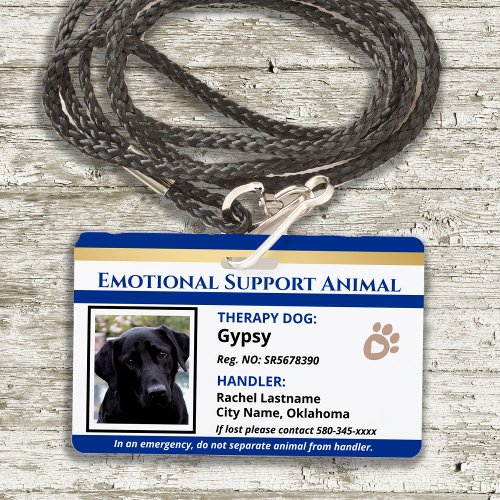 Emotional Support Animal ID One Photo Option Badge Emotional Support Animal ID One Photo Option Badge