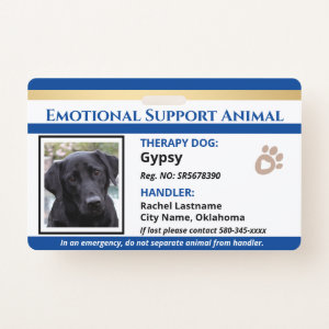 Emotional Support Animal ID One Photo Option Badge