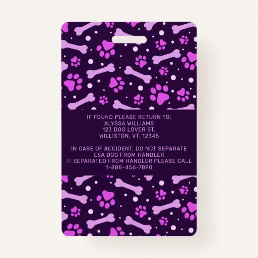 Emotional Support Animal ID Service Pet Dog Photo Badge Zazzle