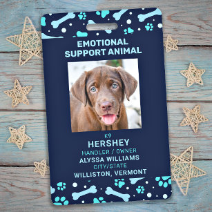 Emotional Support Animal Service Pet Dog Photo ID Badge