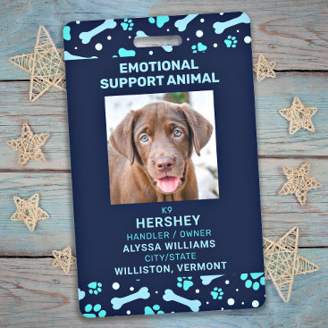 Emotional Support Animal Service Pet Dog Photo ID Badge